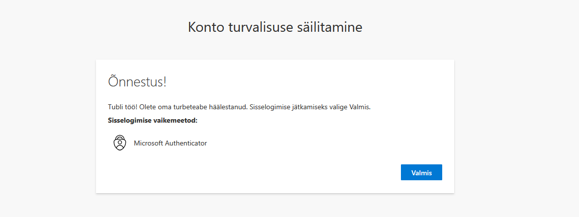 Autentimise õnnestumise teade