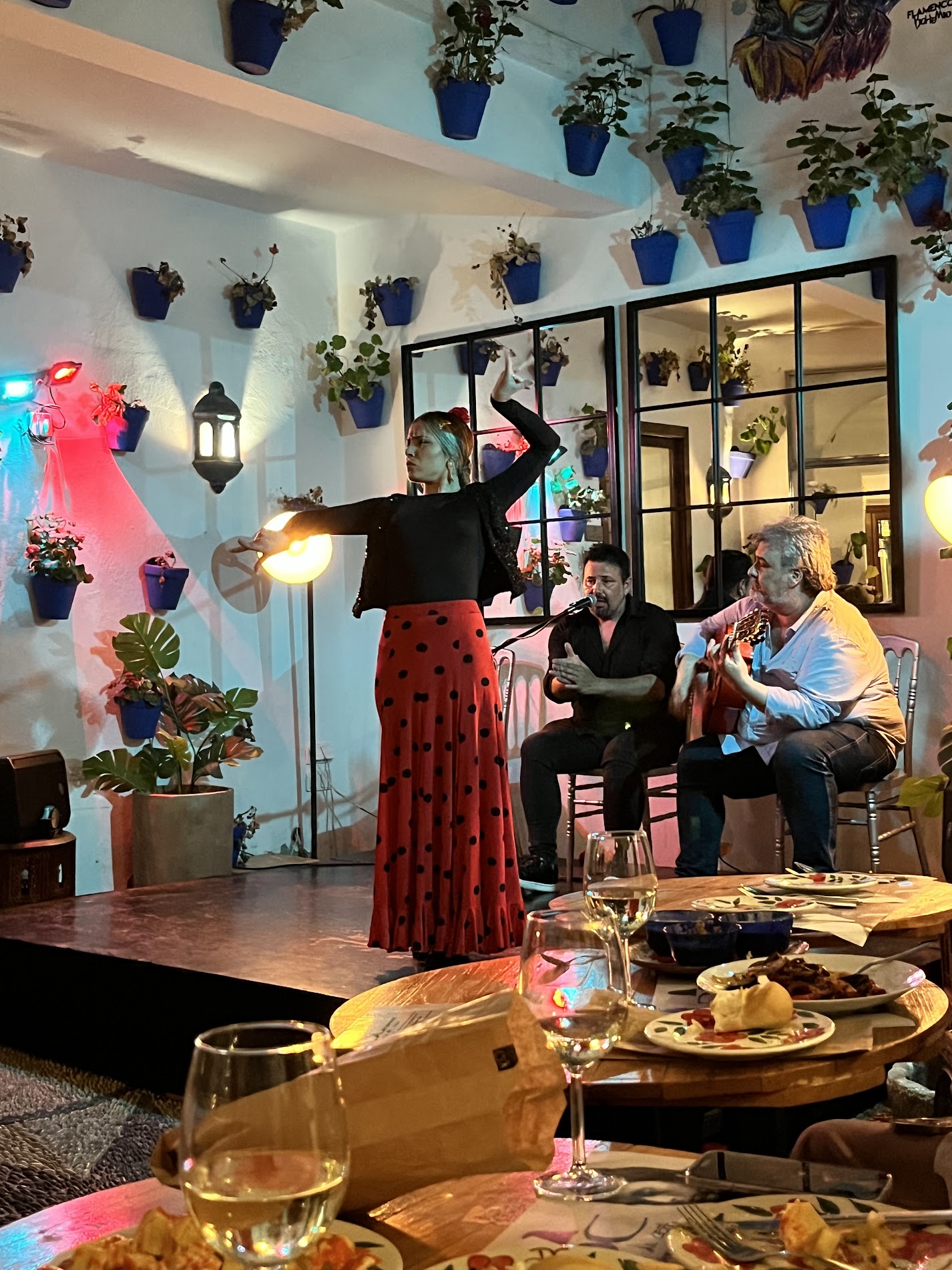 Flamenco-esineja õhtuses siseõues
